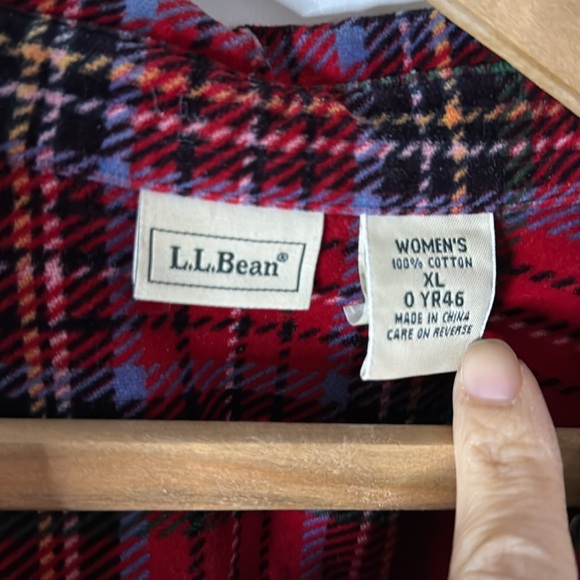 L.LBEAN Women's Vintage Preppy Scotch Plaid Velvet Shirt Tartan Size XLarge - Picture 8 of 9